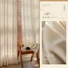 Cortinas de gasa de lino estilo japonés, translúcidas pero opacas, blackout para dormitorio y sala de estar, color crema, estilo madera natural, nuevo estilo 2026.