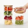 Tazón Transparente para Ensalada, Frasco Doméstico, Frasco de Dulces, Tazón de Vidrio, Frasco para Snacks, Tazón para Pudín, Tazón para Ensalada con Tapa, Tazón Multicapa