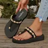 Chanclas al por mayor de Sanda Transfronteriza Europea y Americana con Strass Suela Gruesa para Mujer ls Perla Strass Europeo y Americano Playa al por Mayor Tallas Grandes