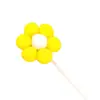 Tarjeta de decoración de pastel de girasol con bola de pelo de nube tridimensional, linda flor de peluche de color, tarjeta de bandera de inserción de cumpleaños