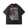Camiseta de manga corta con estampado de dibujos animados de calle europea y americana para hombre, marca de moda de calle alta, hip-hop, holgada, lavable, de media manga