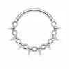 Anillo nasal cerrado sin costuras de aleación de titanio G23 con incrustaciones de circonita Zhenping, aro para tabique nasal y hueso de la oreja, joyería nasal finamente tallada F136