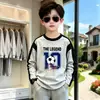 Camiseta de algodão puro com blocos de cor e mangas compridas para meninos, peça básica para primavera e outono, novo estilo, top raglã moderno com gola redonda para meninos e crianças mais velhas