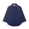 Roupas femininas de comércio exterior europeu e americano transfronteiriças ZA, populares no AliExpress, verão simples e versátil, camisa de manga curta três quartos solta de 12 cores