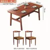 Mesa de Jantar Nórdica para Apartamentos Pequenos, Mesa de Jantar Moderna Minimalista para Casa Alugada, Conjunto de Mesa e Cadeiras Retangular de Luxo Leve, Design Simples