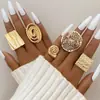 Anillo Metálico Asimétrico de Moda Exagerado de Gama Alta Europeo y Americano Set de Anillos Joyería para Mano Joyería de Anillo Estilo Flor Plegada