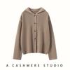 Suéter Grueso de Cachemira Retro con Capucha Estilo Coreano para Mujer Chaqueta Cardigan Tejida Top de un Solo Botón Suéter de Otoño e Invierno