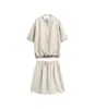 Conjunto Curto com Zíper Meio e Cordão, Falso Duas Peças, Novo Estilo de Verão para Homens e Mulheres, Roupa Casual Respirável com uma Vibe Relaxada e Preguiçosa