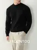 [Lana de Oveja Modal] Suéter Cálido de Rayas Verticales de Rayos Infrarrojos Lejanos con Cuello Medio Alto para Hombre, Engrosado, Anti-Pilling