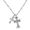 Collar de circonita con doble cruz para mujer, diseño moderno y elegante, accesorios con estilo retro, cadena para el sudor que combina con todo.