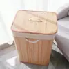 Caixa de Armazenamento Doméstica de Bambu Natural Cesta para Roupas Sujas Cesta Dobrável de Bambu