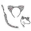Diadema de dibujos animados para actuación de exposición tocado banda para el pelo fiesta baile conjunto de tres piezas orejas de gato pajarita cola
