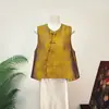 Zhi LiNuevo Estilo Chino Fondo Dorado Jacquard Estilo Nacional Solapa Oblicua 2026 Otoño Nuevo Cuello Redondo Chaleco Noble Impresionante