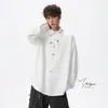 Nueva camisa bordada blanca para hombre estilo chino, una camisa sofisticada y elegante de manga larga para primavera y otoño, con diseño tipo cárdigan y cuello DK
