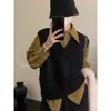 Elegante Colete de Tricô com Decote V para Mulheres 2026 Outono/Inverno Novo Versátil Sem Mangas Cardigan Estilo Camada