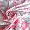 Tecido de Malha com Estampa de Flor de Lótus Roxa 40D Poliéster Elastano com Elastano Malha Estampada Camisa Base Tecido para Vestido de Férias na Praia
