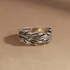 Anillo de Trigo Vintage Personalidad Masculina Estilo Europeo y Americano Anillo Abierto Desgastado Estilo Frío Diseño de Moda Anillo de Dedo de Pluma