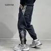 Pantalones Deportivos Casuales de Moda para Hombre Verano Transpirables Versátiles Jogger Estilo Hong Kong Retro Pantalones de Tres Rayas