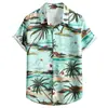 Camisa de Verano Nueva Colección Transfronteriza de Manga Corta con Elementos de Empalme Camisa Estampada en 3D para Hombre Talla Grande Top Casual