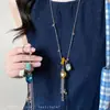 Collar Colgante de Piedra Natural Manchada con Forma de Corazón y Racimo de Uvas, Mismo Estilo de Blogger, Multi-Elemento, Cadena Larga para Suéter de Lujo Ligero de Nicho para Mujer