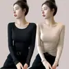 Camiseta base negra cuello redondo fina de modal para mujer nueva llegada Top Ankara rojo otoño manga larga camiseta primavera y otoño