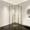 Fábrica de Foshan Divisória de Banheiro Porta Plana em Forma de Diamante Box de Banho Aço Inoxidável 304 Vidro Integrado Chuveiro de Pivô