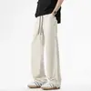 Pantalones casuales UOOHE de seda helada de secado rápido, estilo americano moderno para hombre, verano, finos, transpirables, holgados, rectos, de pierna ancha, largos