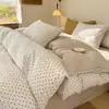 Set de Ropa de Cama de Algodón y Lino Teñido en Hilo de Cuatro Piezas para Primavera/Verano 2026 Set de Ropa de Cama de Hilo Arrugado Fabricante de Textiles para el Hogar de Nantong Venta al por Mayor