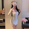 Vestido de tirantes de encaje dulce y picante para mujer, camisón estilo pura lujuria, sexy, espalda hermosa, falda ajustada con abertura en la cadera, venta al por mayor, transfronterizo