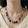 Diseño de Nicho Europeo y Americano Collar Multicolor de Cristal Multi-Tesoro Amatista Citrino Hebilla Versátil para Joyería Cadena para Clavícula