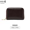 Porta-Cartões Sanfonado de Couro Bovino de Primeira Camada Anti-Roubo Rfid Porta-Cartões Feminino Porta-Cartões de Visita Masculino Carteira Pequena Multifuncional com Zíper