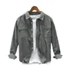 Camisa de Veludo Cotelê Vintage Masculina Manga Longa Jaqueta Primavera e Outono Estilo Hong Kong Solta Casual Versátil Roupa de Trabalho Camisa Masculina Bonita
