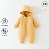 Otoño Invierno 100g Cálido Jengibre Ropa de Bebé Clase A Acolchado Unisex Bebé Recién Nacido Mameluco con Capucha Ropa de Algodón Mono