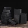 Caixa de Presente de Papel Kraft Preto com Tampa Céu e Terra para Imprimir Caixa de Embalagem para Presente Lenço Cinto Cosméticos Presente