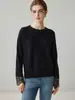 Suave y elegante~ suéter de cachemira 100% pura estilo minimalista para mujer, cuello redondo, puños de encaje, corte holgado, suave y cómodo, tejido versátil