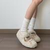 Ropa de Abrigo Forrada de Polar 2025 Estilo Zapatos de Algodón Otoño e Invierno Zapatos Tipo Frijol Suela Suave Zapatos Peludos Hada Antideslizantes Zapatos Mary Jane Cálidos