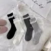 Calcetines de Primavera y Verano Youjiaxiu para Mujer, Calcetines Apilables Estilo Ins con Lazo de Encaje en el Talón, Calcetines Transpirables de Media Pantorrilla para Mujer