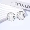 Broche Metálico com Citações de Animais Gato com Faca Capivara Desenho Simples Preto e Branco Insígnia Pin Acessórios