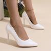 Comércio Exterior Saltos Altos Coloridos Transfronteiriços 2025 Novos Sapatos Femininos Primavera e Outono Cor Sólida Bico Fino Boca Rasa Tamanho Grande Sapatos Femininos Atacado