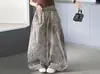 Conjunto de Verano para Niña Nuevo Estilo Retro Americano Chaleco Moda Callejera Estampado de Leopardo Pantalones de Pierna Ancha Conjunto Moderno Genial