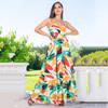 2027 Verão Transfronteiriço Nova Moda Feminina Europeia e Americana Vestido Longo Costas Nuas Afinando Cintura Longo Elegante Fenda Vestido Slip