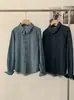Omalai Design Inspirado Lapela Único Botão Manga Longa Jeans Camisa Início da Primavera Novo Cardigã Cor Sólida Top 6293
