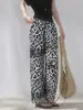 UA Pedido2026 Verano Estampado de Leopardo Tinta China Seda de Morera Pantalones de Pierna Ancha Fluidos Sueltos Perezosos Adelgazantes Casuales
