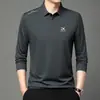 Camisa Polo de Manga Larga con Cuello de Solapa para Hombre de Primavera y Otoño Camiseta Casual Sencilla para Hombre con Estampado de Letras para Hombre