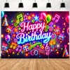 Tecido de Fundo de Aniversário Transfronteiriço da Amazon Festa de Aniversário Festa em Família Decoração Suprimentos Pano para Pendurar Pode Ser Personalizado Atacado