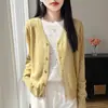 Cárdigan de punto fino, ligero, para verano, de manga larga, cómodo y elegante, nuevo diseño liso para mujer, cuello en V