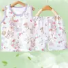 Conjunto de Colete Infantil Verão Estilo Fino Unissex Bebê Colete Sem Manga 100% Algodão Roupa de Verão para Bebê Conjunto de Duas Peças Shorts