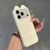 Capa de Celular de Silicone Colorida Dopamina com Orelhas de Gato Tridimensionais Adequada para iPhone 16 e Apple 17 com Design de Patinha de Gato Lateral