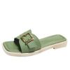 Pantuflas planas para mujer 2025 Moda Pantuflas de mujer Verano para exterior Playa Hebilla cuadrada Plano Casual Pantuflas de mujer