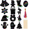 Muñeco de Nieve Árbol de Navidad Papel para Rascar con Forma Creativa Rasca y Descubre DIY Navidad de Niños Halloween Arte para Rascar